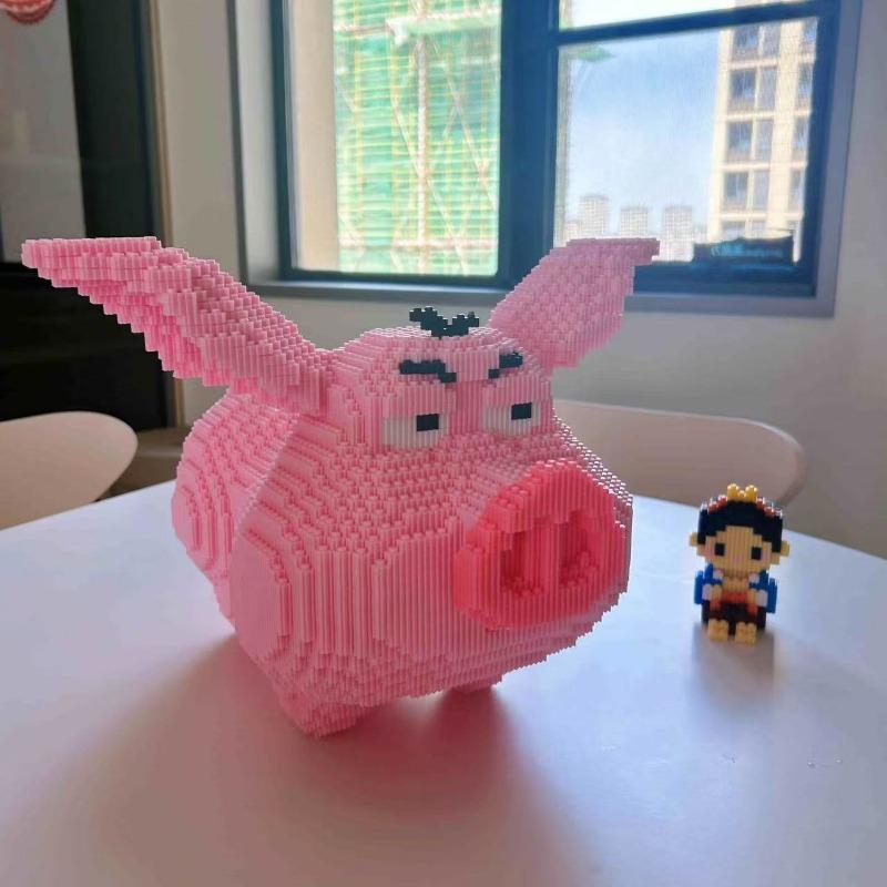 30 см Милый Розовый Поросенок Строительный Блок Игрушка DIY Сборка Пазл Строительный Блок Детская Игрушка Мальчики и Девочки Рождественский Подарок на День Рождения