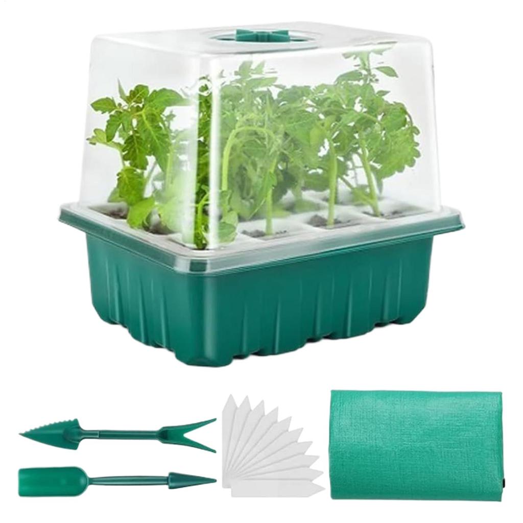 Seedling Starter Tray Kit 12 Holes Nursery Seedling Dish Soft Silicone Plastic Seed Starter Breathable Plant Growth Tray