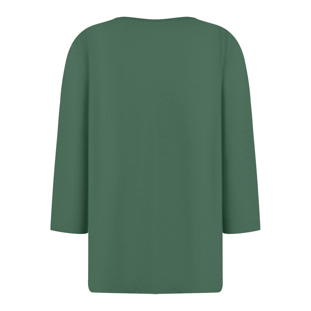 Жен. Футболка Футболка С принтом Пуговицы Рукав 3/4 Повседневные Выходные Мода Классический Классический V-образный вырез Обычный Верх