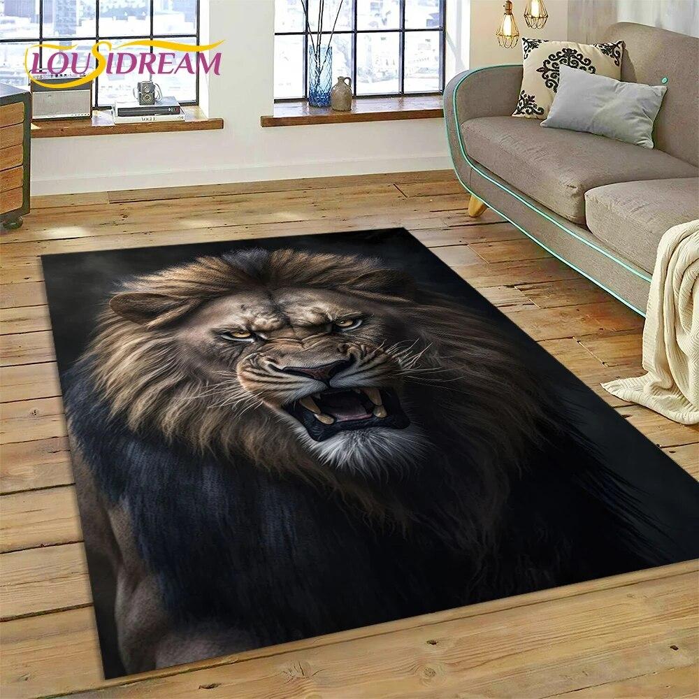 3D зверь, тигр, лев, животное, дикая природа, мультяшный ковер, ковер для дома, гостиной, спальни, дивана, коврик для двери, декор, детский коврик, нескользящий коврик