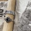 Stylish S925 Vintage English Finger Ring For Women With Unique Gothic Design And Adjustable Size