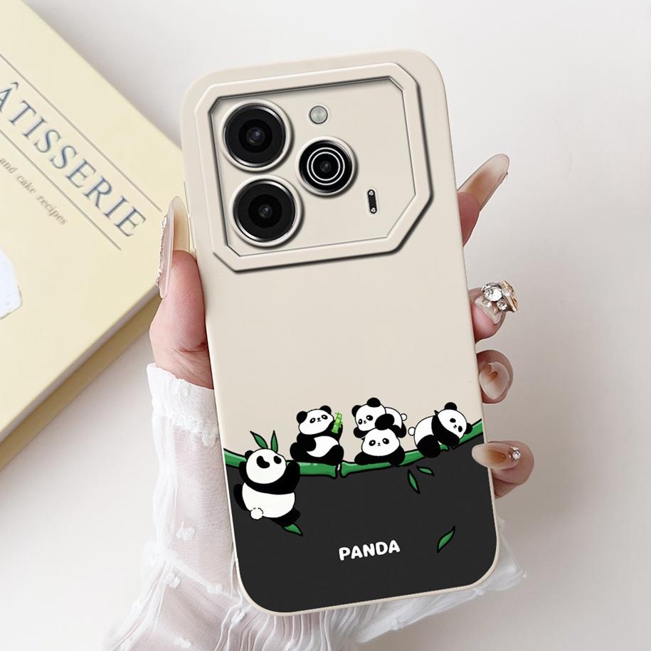 For Tecno Pova 6 Pro 5G 2024 Case LI9 Camera Lens Protective Cover Cute Panda Cartoon Soft Bumper For Tecno Pova 6 Pova6 5G Capa
