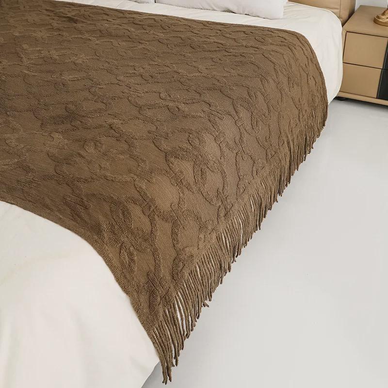 Вязаный жаккардовый плед в американском стиле для дивана, офиса, сна или путешествий