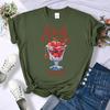 Cherry Fruit Cup Design 3D Print Women T-Shirt Y2K Casual T Shirts Trendy Comfortable Short Sleeve All-Match Streetwear