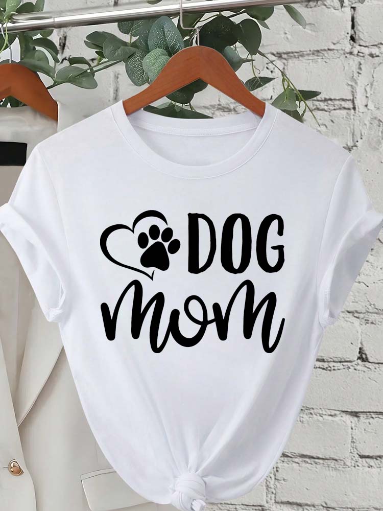 Трендовые женские футболки с принтом «Trend Dog Mama», модные футболки с мультяшным графическим принтом, одежда, женская футболка, короткий рукав, повседневные футболки