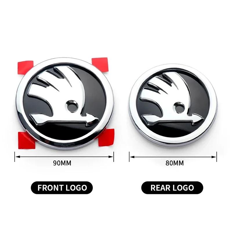 REKP5 Car Emblem Badge Front Hood Trunk Sticker Decoration For Skoda Octavia Rapid Kodiaq Karoq Enyaq RS Yeti Scala Fabia Kamiq Superb