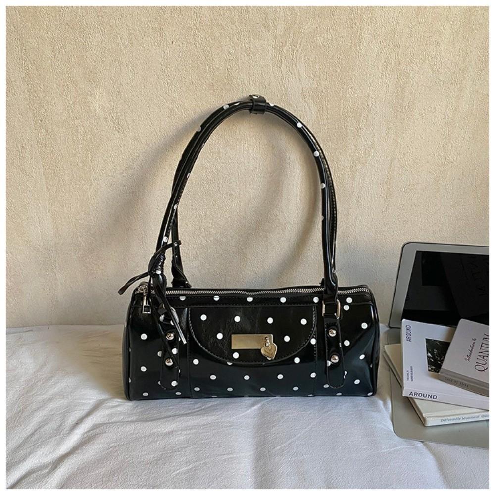 Sweet Polka Dots Design Shoulder Bags Large Capacity Zipper Tote Bag PU Leather Women's Handbag Women