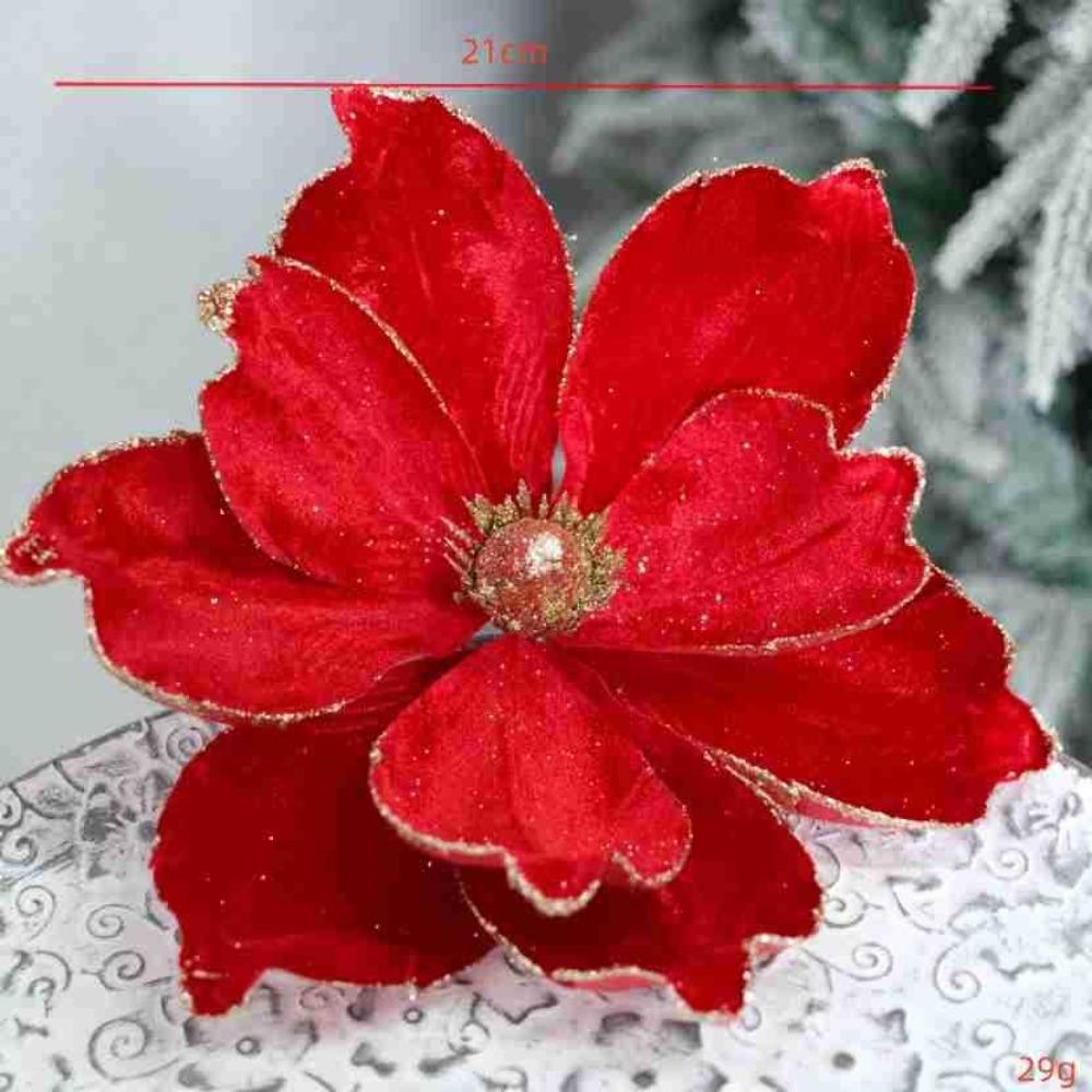 Xmas Tree Decoration 3D Simulation Magnolia 21cm Fake Flowers New Year