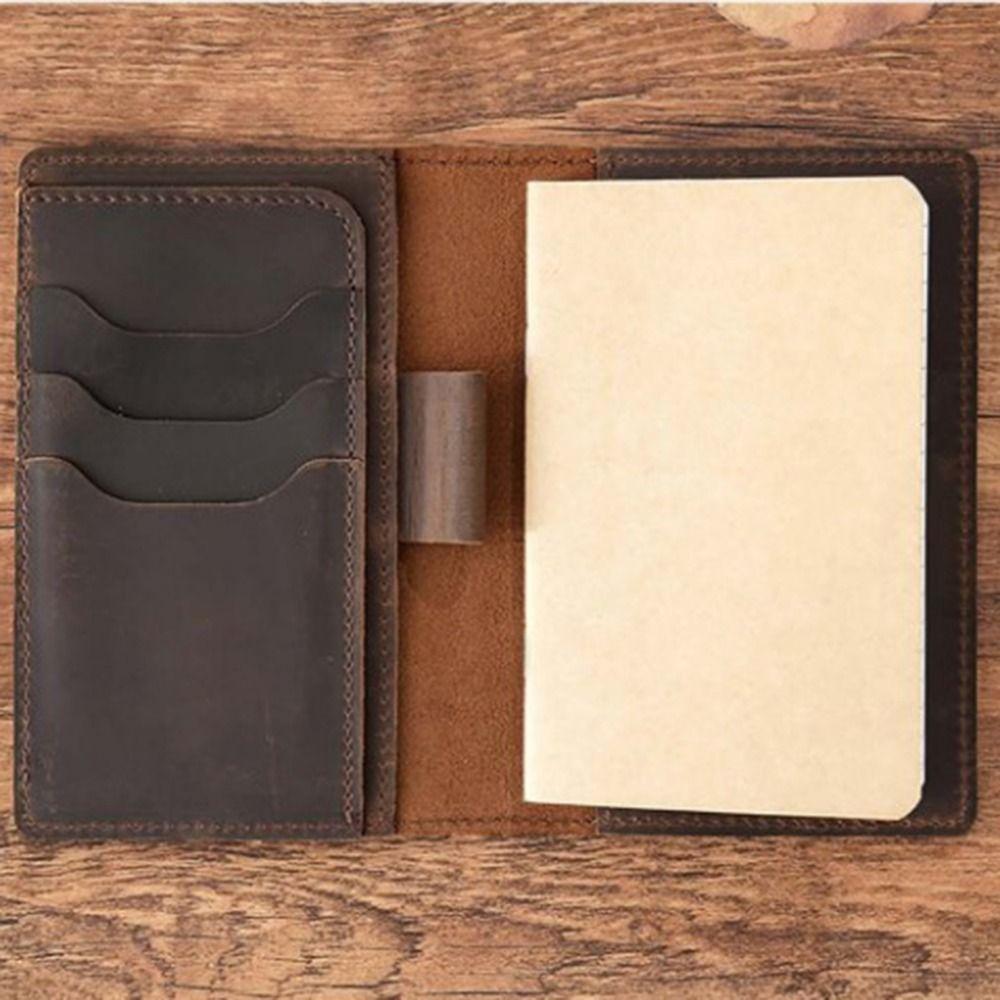 Crazy Horse Leather Genuine Leather Notebook Pen Slot Leather Journal Cover  Gift for Men