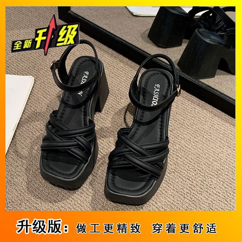 Средний каблук французские босоножки на высоком каблуке женские толстые каблуки с нежным феерическим стилем с юбкой женские босоножки лето 2025