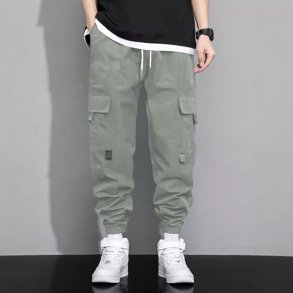 Men's Overalls Drawstring Multi Pocket Casual Pants Hiking Pants Cotton Twill Pants