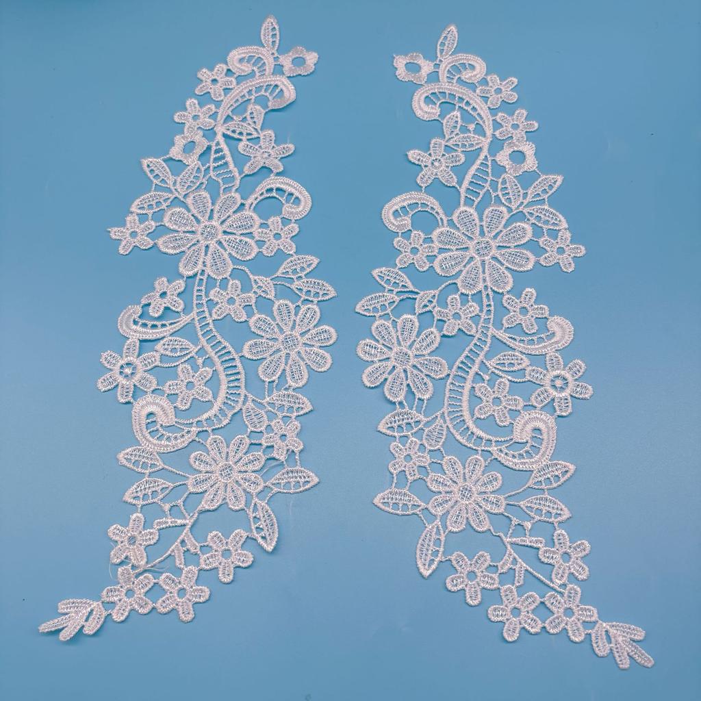 Water Soluble Lace Pair Flower Polyester Light Embroidery Pair Flower Patch Hollow Cloth Sticker Flower Diy Clothing Accessories Black And White