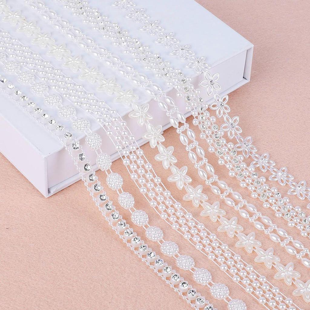 Multi-Size ABS Imitation Pearl Beads Chain Trim for DIY Wedding Dress Costume Applique Craft Accessories