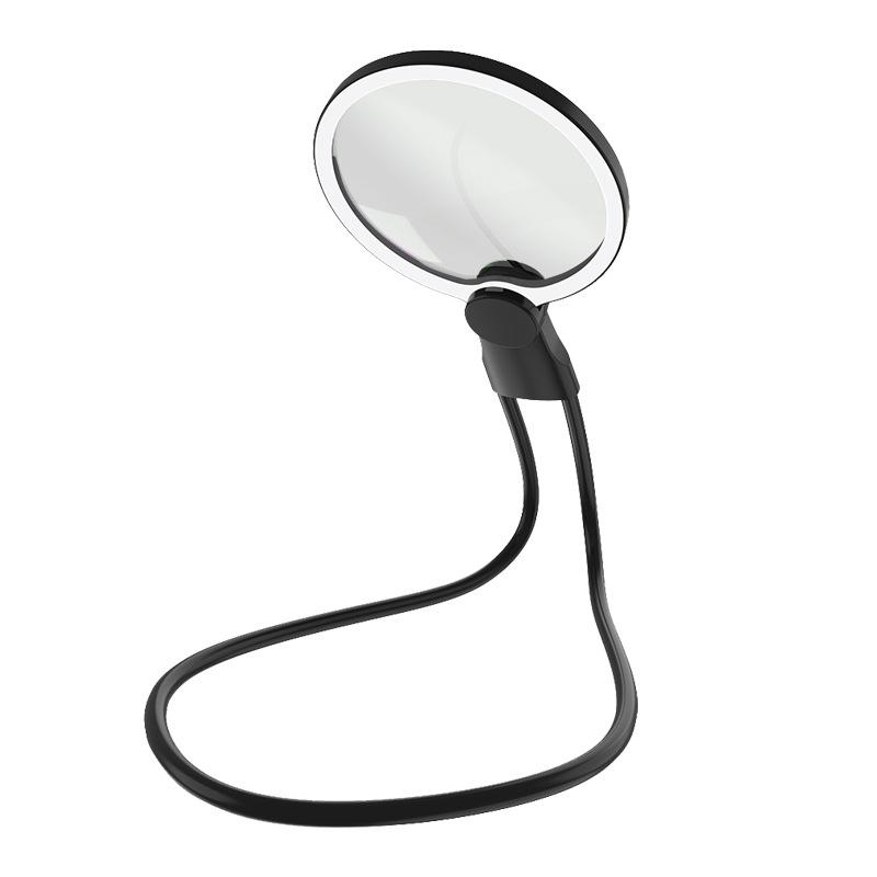 Sank 8039-6 Neck-Hanging Rechargeable LED Magnifier with 24 Lights, 130mm HD Lens, Round Frame Reading Stand
