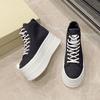 Women's Canvas Thick Bottom Heightening Platform Sneakers Spring New Style Breathable High Top Casual Sports Single Shoes
