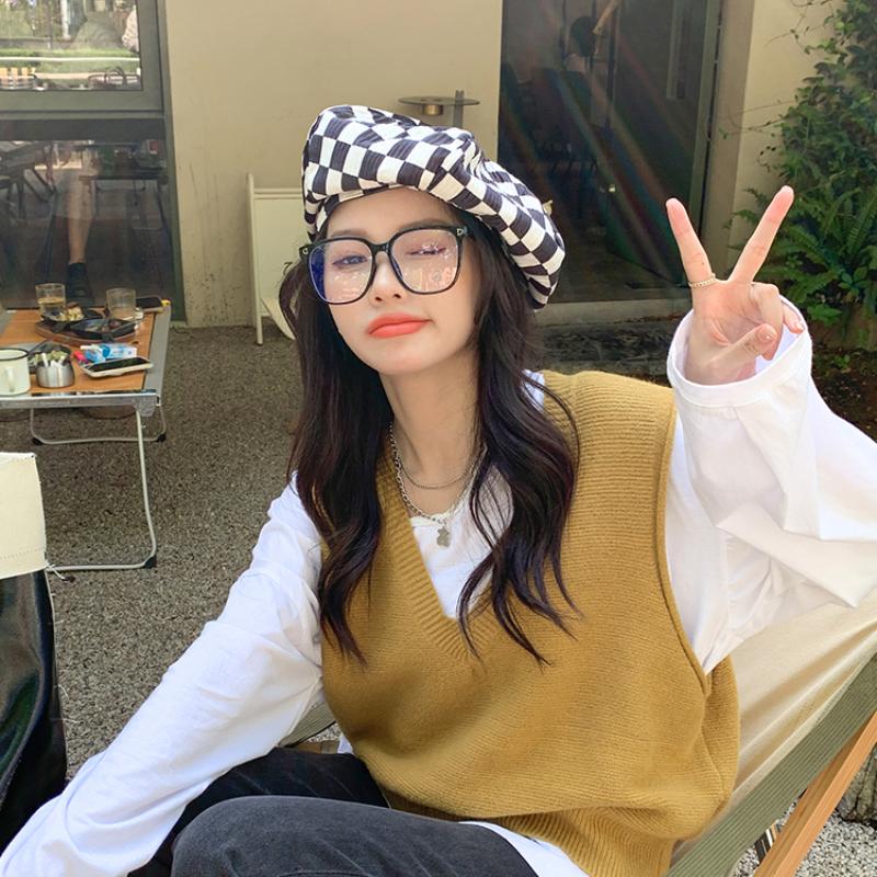 Берет в шахматную клетку, модная зима-осень для женщин, береты в стиле ретро для девочек, регулируемая клетчатая шляпа художника, повседневный уличный берет, шляпа