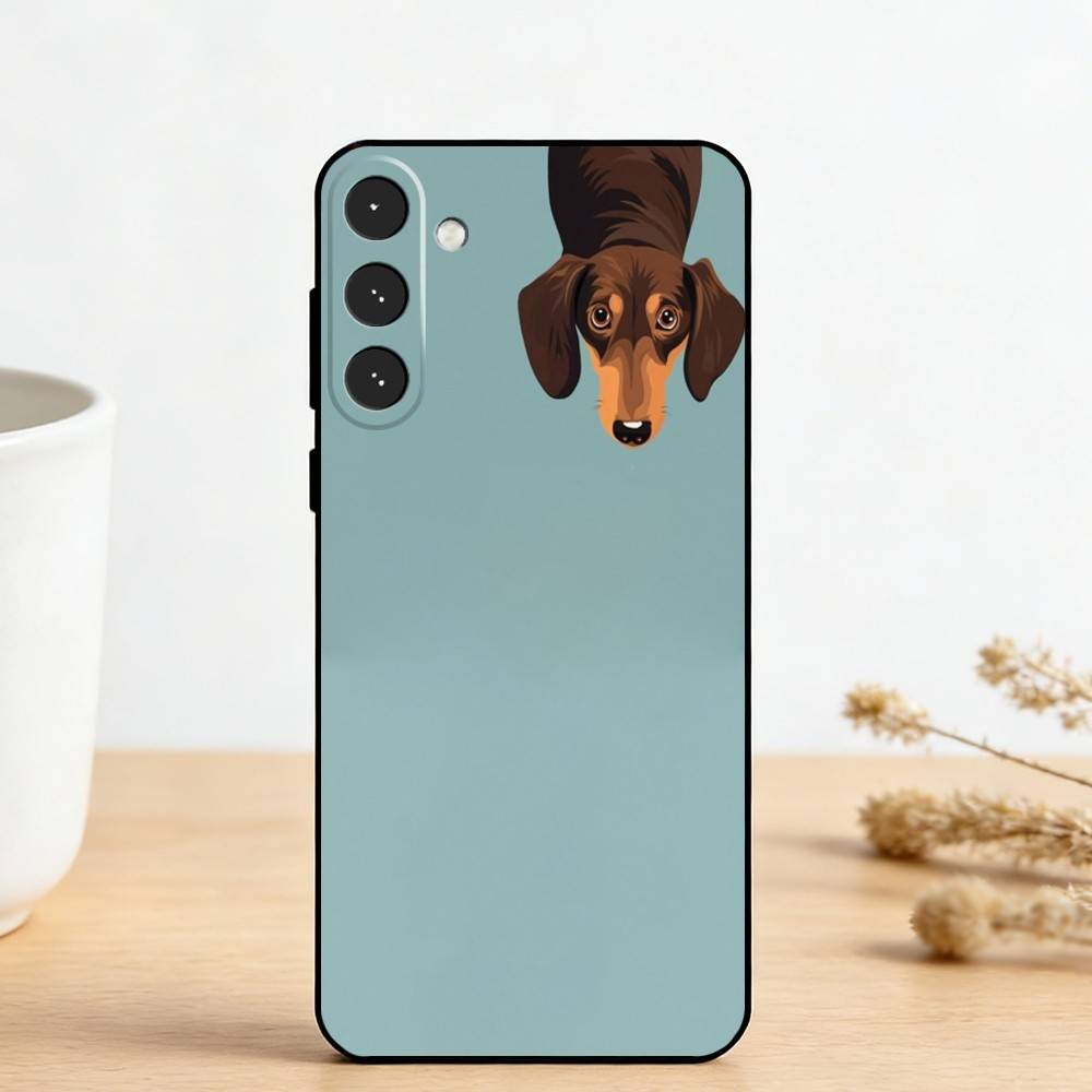 C-Cute Dachshund Phone Case For Samsung Galaxy A73,A72,A71,A70,A53,A52,A51,Others Soft Black Cover