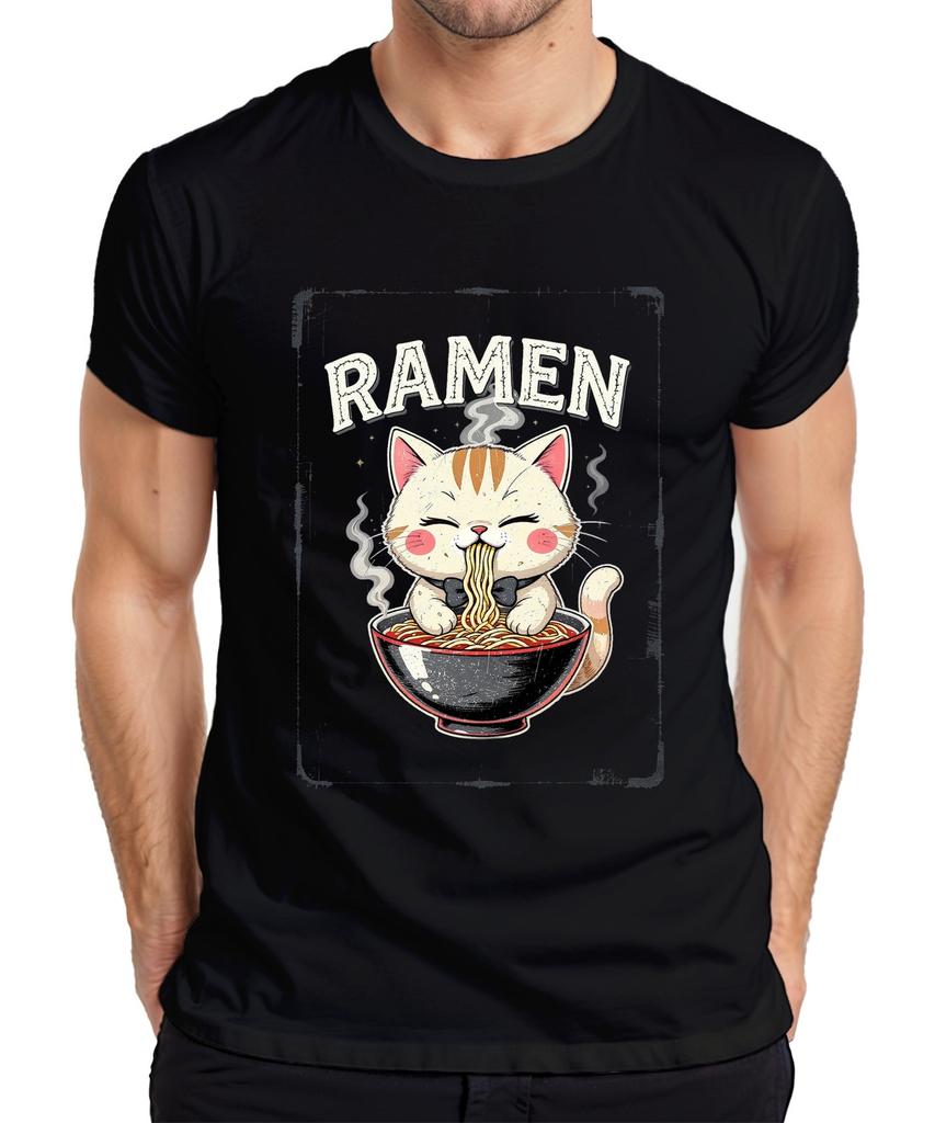 Ramen Cat Kawaii Noodles Bowl Cute Funny Japan Retro Mens T-Shirt