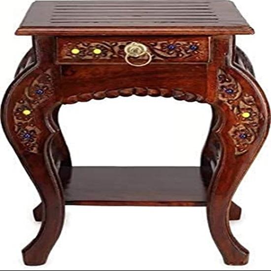 Деревянный табурет 53,34 см, приставной столик под натуральное дерево с ящиком для гостиной