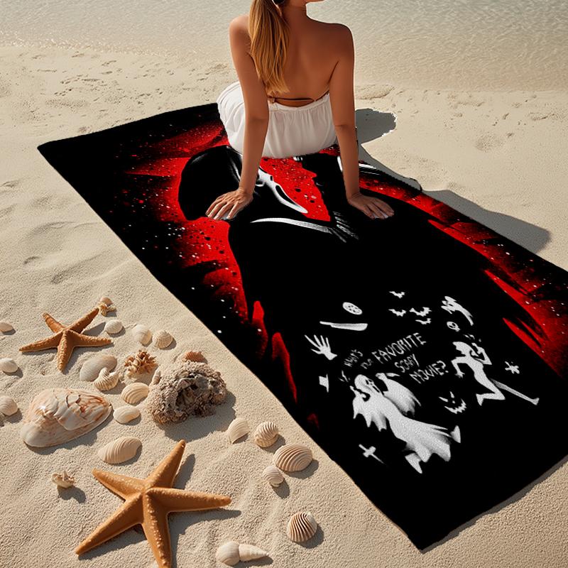 Heartbeat Ghostface Of Horror Beach Towel, Super Soft Microfiber, Gift for Her/Him, Birthday, for Pool, Beach, Travel, Home Decor Fan gifts