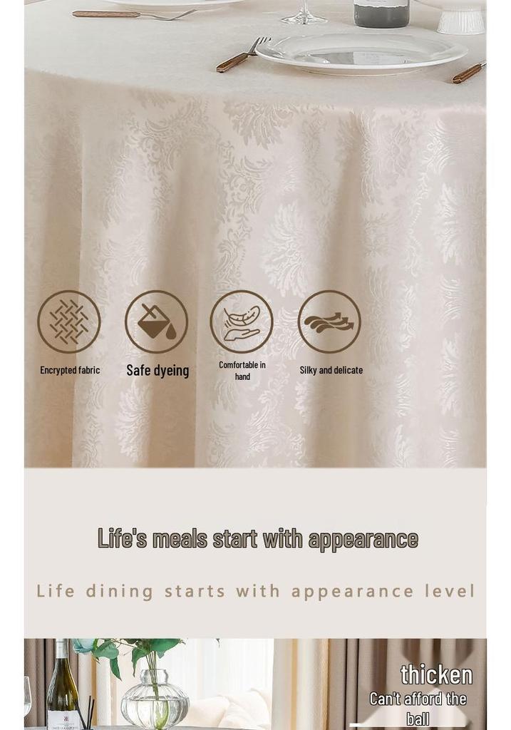 Thick Jacquard Wellington Tablecloth & Table Runner Set for Hotel, Restaurant, or Banquet