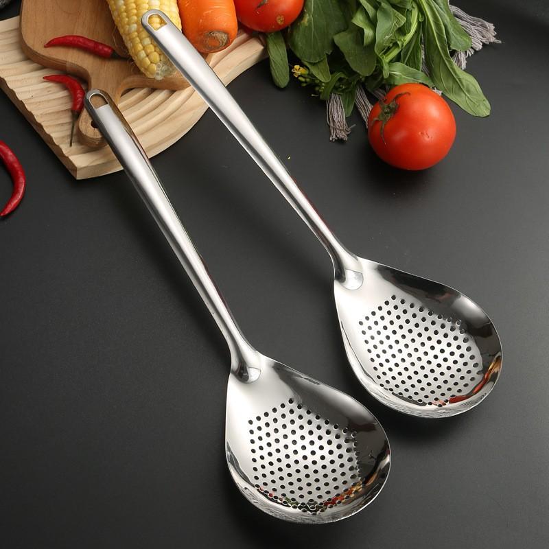 Stainless Steel Strainer Spoon Kitchen Colander Spoon Filter Sieve Food Scoop Perforated Colander With Skimmer KTY