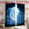2D flat printing 2pcs Window Drapes Blue Butterflies Moonlit Meadow Digital Printed Polyester Drapes Family Party for Holiday