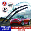 For BMW MINI Clubman R55  2007-2012 Car Windshield Wiper U-type Soft Rubber Frameless Bracketless Car Wipers 19"+18"