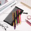 Handbags Cosmetic Stationery Zipper Pencil Case Mesh Pen Bag Transparent Grid Cosmetic Storage