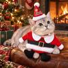 Funny Pet Christmas Costume Santa Set Dog Cat Outfit Festive Neck Collar Winter Warm Coat with Matching Hat Holiday Photo Prop for Small