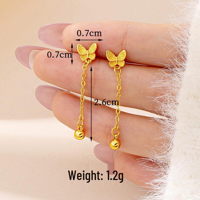 Высококачественные серьги с имитацией песочного золота: Долговечный дизайн кисточек для женщин, трансграничные медные аксессуары