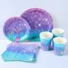Mermaid Theme Birthday Party Decor Mermaid Disposable Tableware Paper Plates Cup Tablecloth For Girl Mermaid Party Decoration