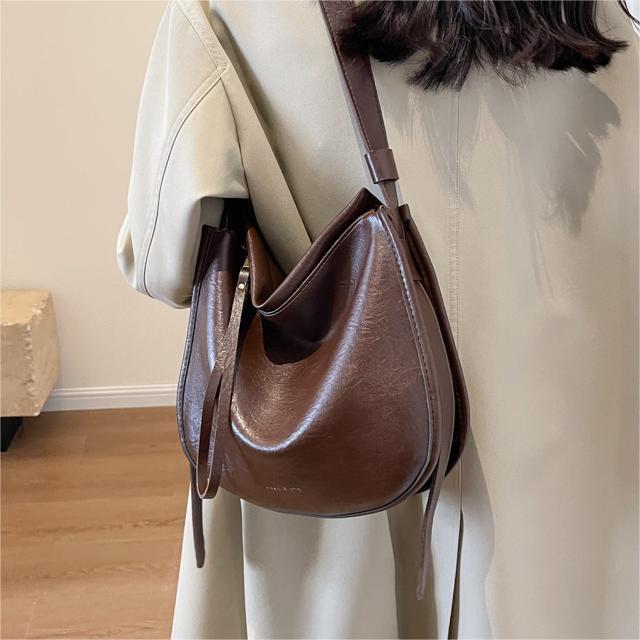 Большая вместительная сумка женская популярная сумка через плечо High Sense Retro Maillard универсальная сумка-ведро для поездок на работу