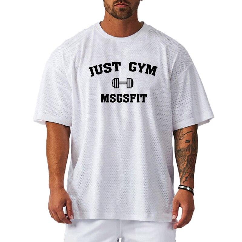 Muscleguys Летняя мужская спортивная одежда для бега на открытом воздухе, дышащая футболка для фитнеса с круглым вырезом, креативный топ с принтом