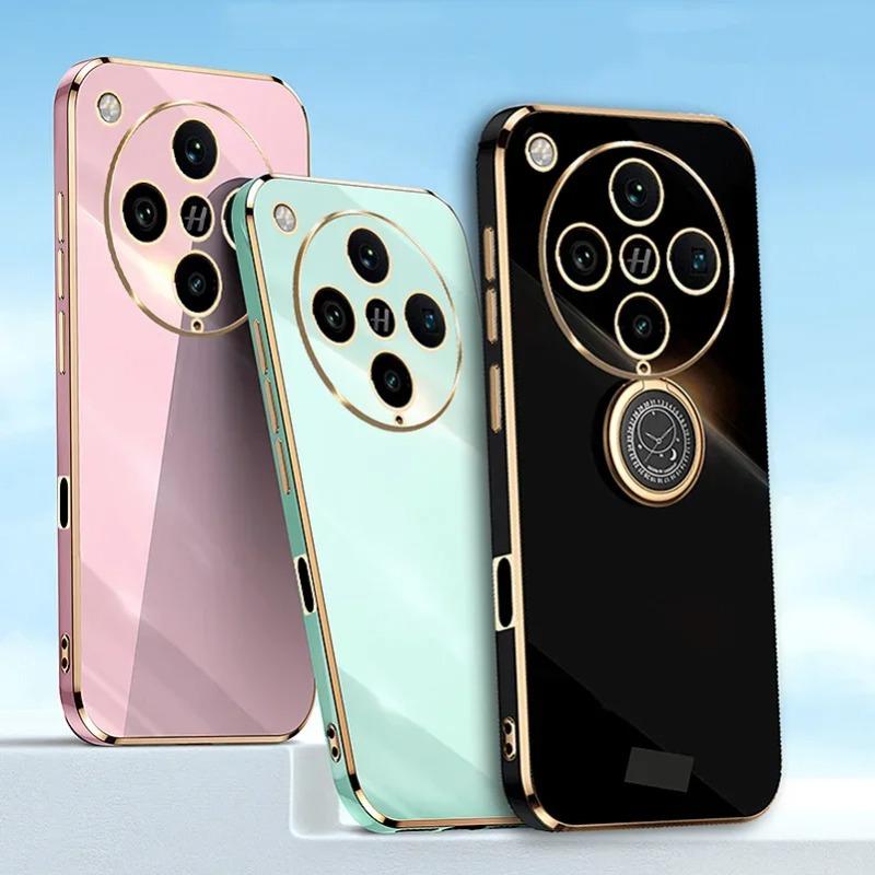 Для OPPO Find X8 Pro Ring Stand Holder Phone Case для Find X7 Ultra X6 Pro X5 Lite Plating Soft Silicone Противоударный чехол