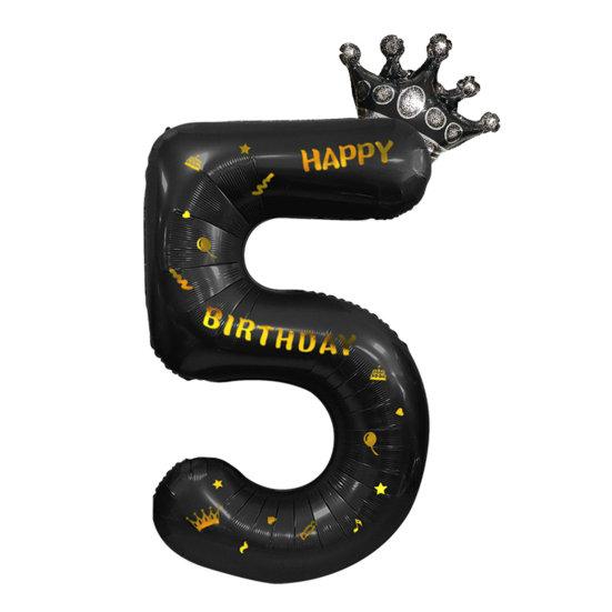 40-дюймовые большие черные воздушные шары с цифрами в виде короны и надувной соломой, товары для детского душа, свадьбы, дня рождения, вечеринки
