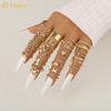 30pcs/set Luxury Zircon Gold Ring Set for Women Crystal Butterfly Heart Leaf Twist Rings Open Accessories Jewelry