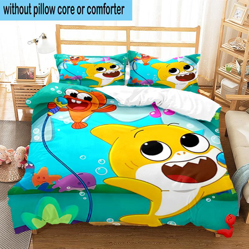 3PCS Cartoon Shark Dance Party 3pcs Bedding,Including 3PCS Duvet Cover And 2pcs Pillowcases Perfect for Christmas,Ideal for Bedroom, Dormitory