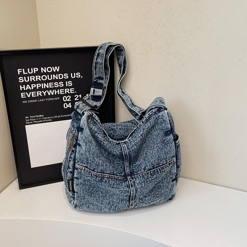 Джинсовая сумка Винтажная сумка-мессенджер на плечо Кроссбоди Большая вместимость Сумка-тоут