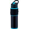 Peacock Water Bottle, 650ml, Vacuum Insulated, Keeps Hot or Cold, Includes Straw, Gaming Bottle, Sports Drink Compatible, Blue and Black, AKX-R65 AB