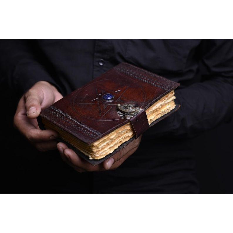 Журнал Викка из кожи ручной работы, коричневая пентаграмма, тисненая пустая книга заклинаний теней, блокнот, гримуар, книга для записей