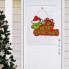 Christmas Green Elf Door Sign Merry Christmas Wooden Door Hanger Front Door Wall