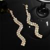 Premium Sense Of Luxury Double Rows Of Snake Ab Rhinestone Earrings Fashion Design Sparkling Earrings Women's Earrings 1 Pair