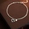 Banyan Tree S925 Silver Double Heart Anklet with Micro Diamonds - Fashion Trendy Peach Heart Anklet for Women, Spring & Summer Accessories.