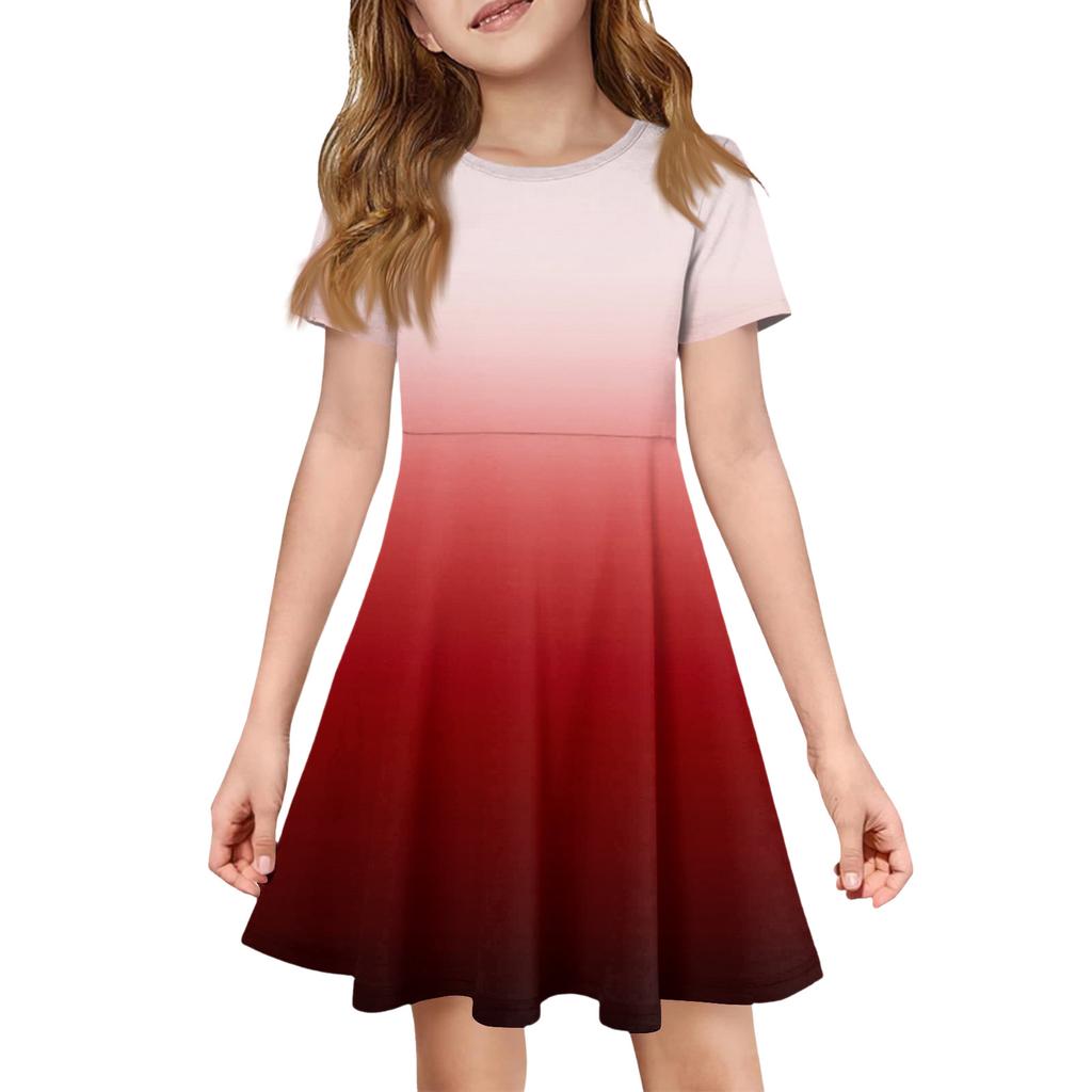 Девочка Летнее Платье Цвет & Принт Короткий Рукав Платье С Карманом Повседневное Платье Короткий Рукав Вечернее Платье Пасхальный День