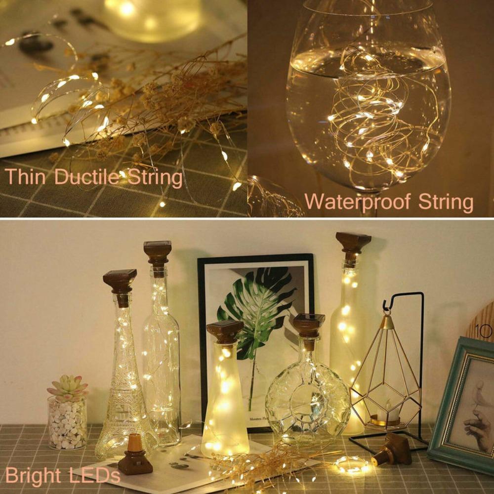 5pcs Solar Powered Copper String Lights 20 LED Fairy Lights New Copper Wire String  Wine Bottles
