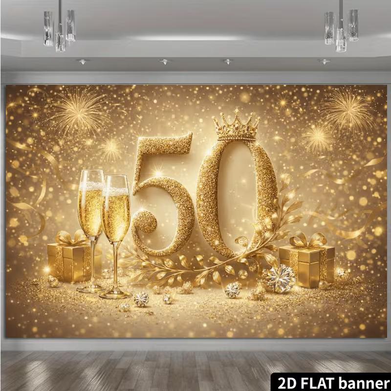 Двумерный блестящий фон для 50-летнего юбилея