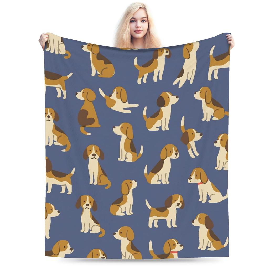 Retro Vintage Art Cute Dogs Warm Soft Blanket Kids Adult Plush Throw Blanket Novelty Outdoor Flannel Bedspread Sofa Bed Cover