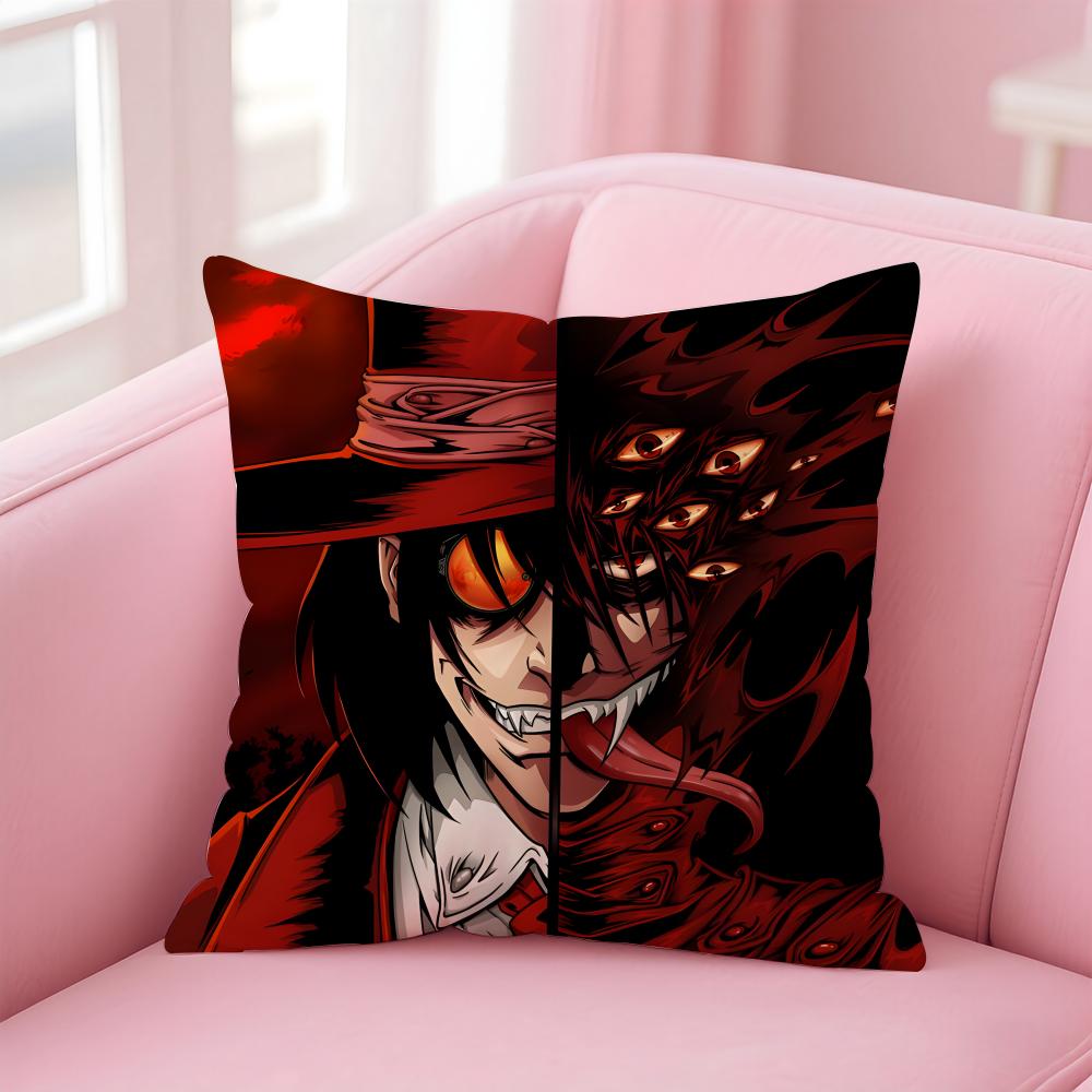 Dark Japanese Anime HHellsing Ultimate Cushion Cover Pillow Case Soft Skin Friendly Fabric  Concealed Zipper