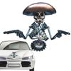 Skull Hood Ornament, Skull Gunslinger Car Figurines, Metal Cowboy Style Skeleton Car Hood Ornaments Handmade Cast Skull Statue
